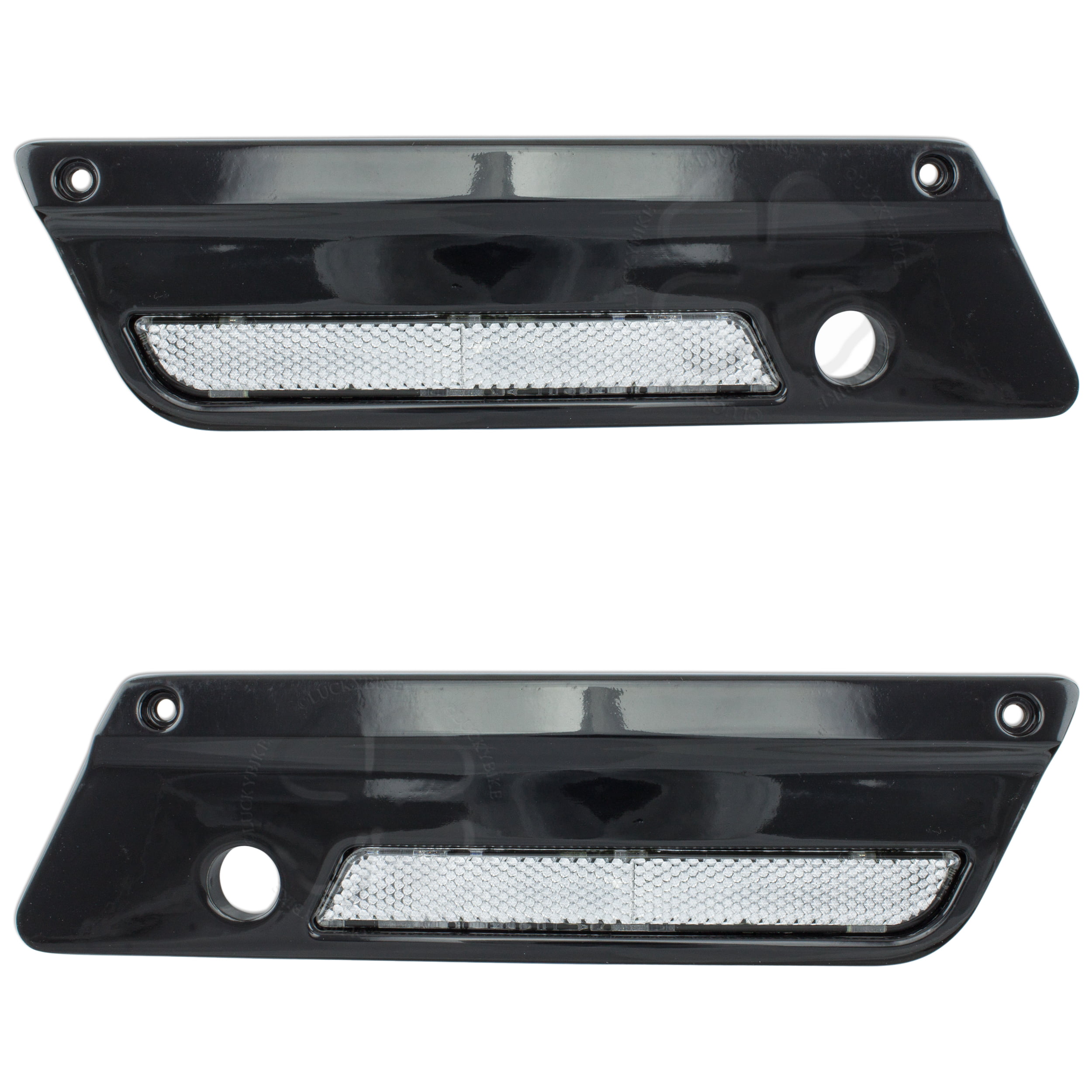 Left & Right Amazicha Black Reflectors for Harley Latch Covers Saddlebags Side Visibility 1993-2013 