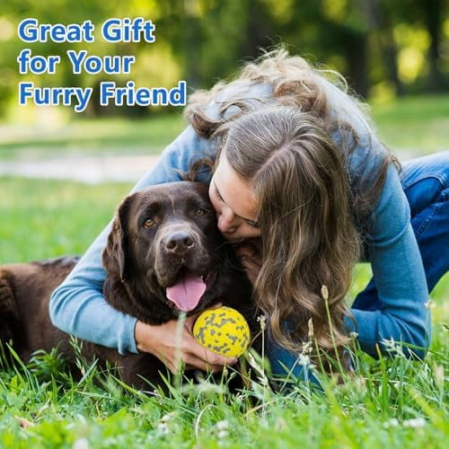 Dog Ball Toys Dog Tennis Ball for Aggressive Chewers Indestructible Bouncy Lightweight Water Toy Fetch Ball for Large Medium and Small Dog White & Yellow (2-Pack),Medium (3" diameter)