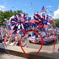 thumbnail image 4 of Patriotic Red White Blue Headband, Sparkly Tinsel & Star Hair Hoop for 4th of July Parties, 4 of 7