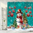 thumbnail image 4 of Merry Christmas Snowman Shower Curtain for Bathroom, Vintage Winter Snow Teal White Red Fabric Shower Curtains Set, Rustic Farmhouse Christmas Tree Snowflake Restroom Decor Accessories, 69X70IN, 4 of 4