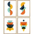 thumbnail image 3 of PixonSign Framed Mid-Century Modern Vintage Bright Polygon Shapes Wall Art, Set of 4 Abstract Geometric Wall Decor Prints, Nature Wall Artwork for Living Room, Bedroom, Office - 11"x14" Natural, 3 of 5