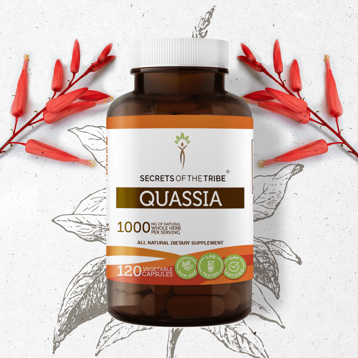 Secrets of the Tribe Quassia 120 Capsules, 500 mg, Wildcrafted Quassia