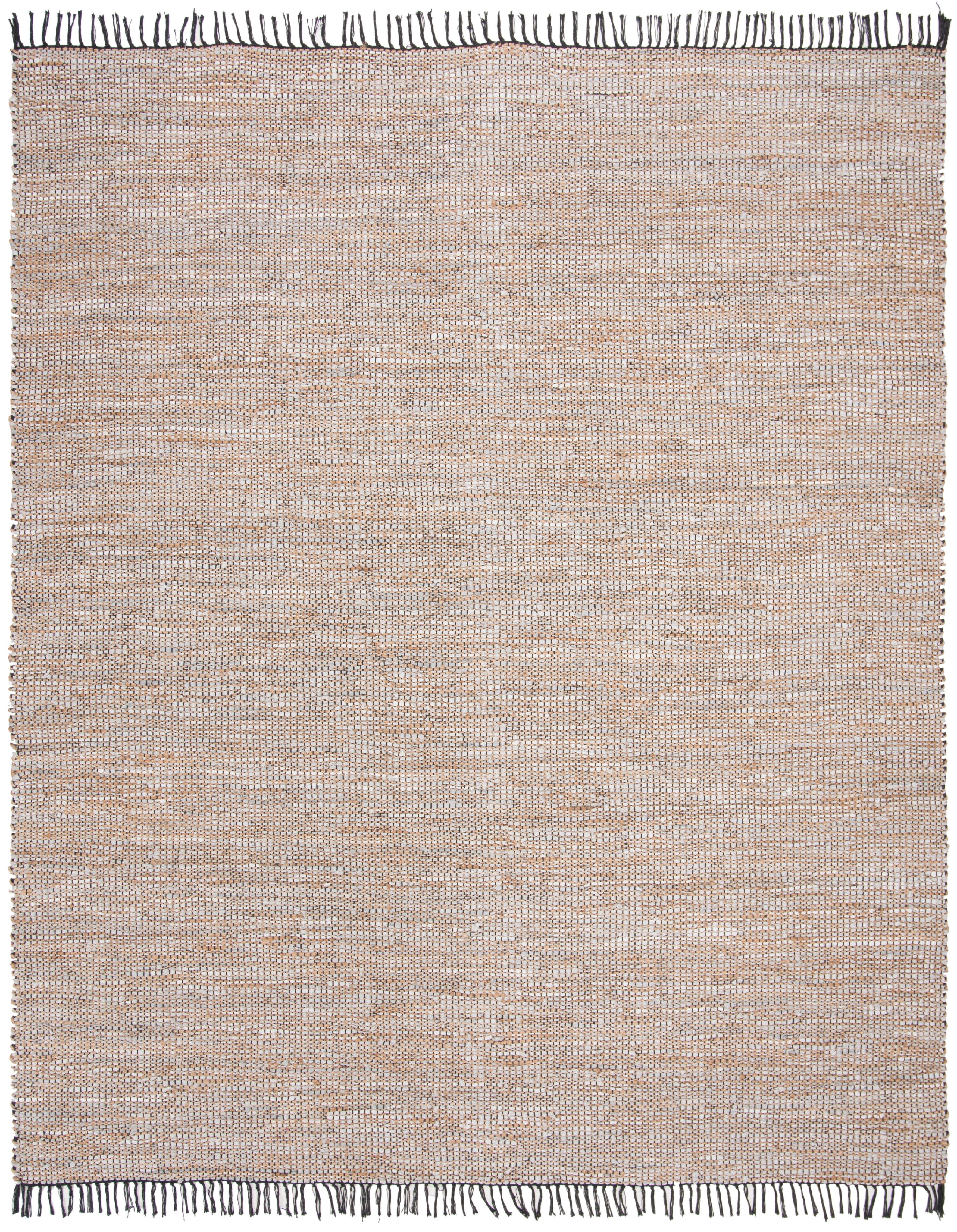 SAFAVIEH Vintage Leather Zharko Solid Braided Fringe Area Rug, Silver, 8' x 10'