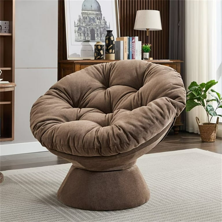 Oversized Papasan Chair with Cushion, 360° Swivel Accent Chair