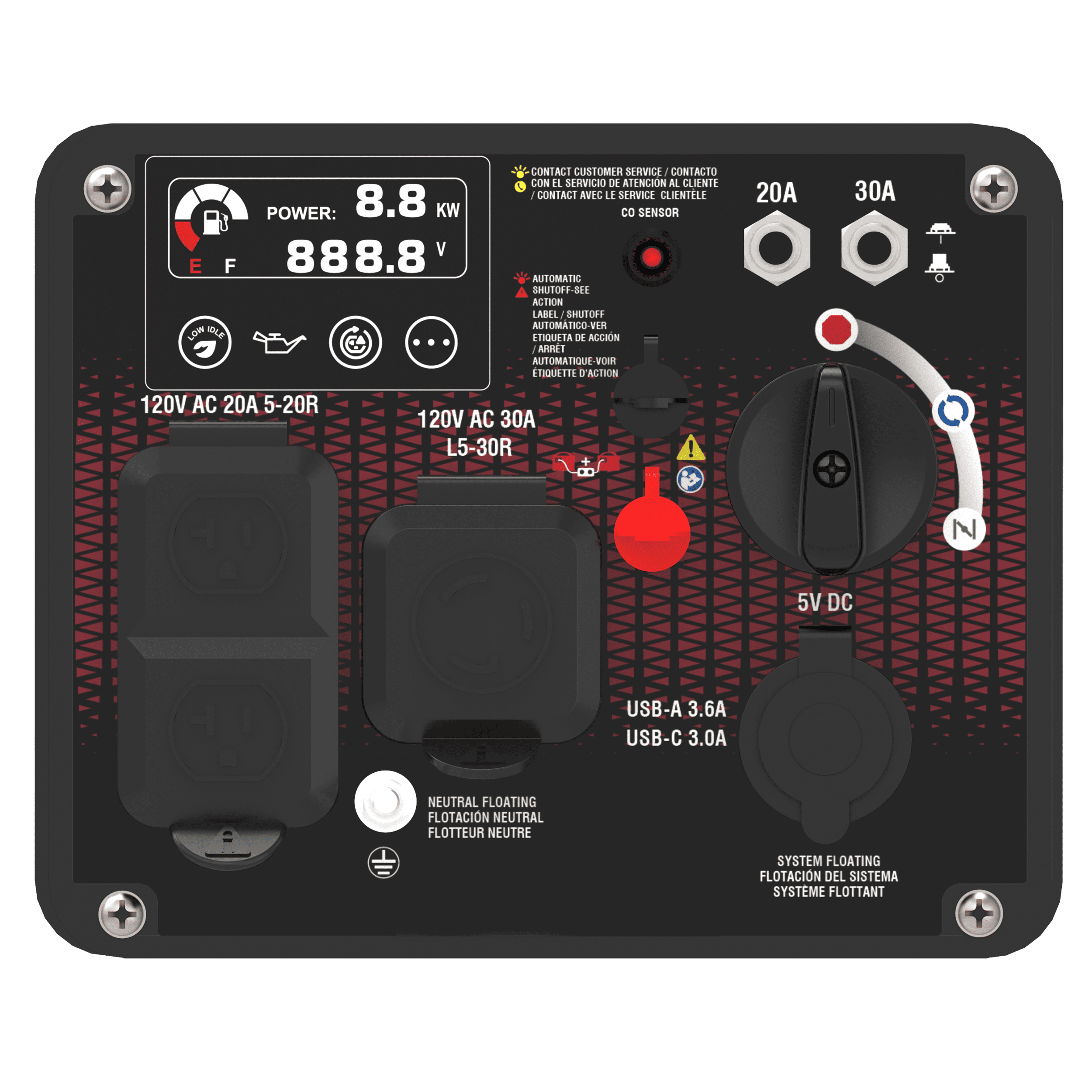 A-iPower Portable Inverter Generator Gas, 4300W RV Ready, EPA & CARB Compliant CO Sensor