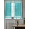thumbnail image 4 of Aqua White Geometric Tier Curtains 45 Inch Length, Sheer Curtains for Bedroom Living Room Window, Country Greece Key Art Rod Pocket Voile Drapes Kitchen Curtains Small Half Window 27.5"x45" 2 Panels, 4 of 7