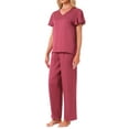 thumbnail image 4 of CONJUNTO DE PIJAMA DE SATÉN SEDOSO PARA MUJERES INSPIRE CHIC 2 PIEZAS CON MANGA CORTA Y PANTALONES LARGOS ROPA DE DESCANSO S ROJO, 4 of 5