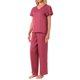 thumbnail image 4 of CONJUNTO DE PIJAMA DE SATÉN SEDOSO PARA MUJERES INSPIRE CHIC 2 PIEZAS CON MANGA CORTA Y PANTALONES LARGOS ROPA DE DESCANSO S ROJO, 4 of 5