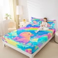 thumbnail image 4 of Erosebridal Dreamy Bow Capybara Kid Queen Sheet Sets, Blue Sky Rainbow Bed Set, 4pcs, 4 of 5