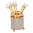 thumbnail image 1 of Juego de 6 cucharas de café doradas Nikou con soporte de aleación de Zinc, 1 of 15