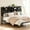 Black, variant on ICEELF Queen Size Headboard with Storage, 3-Tier Headboard with Outlets, USB Ports, LED Light Strip, Sliding Barn Doors, Adjustable Shelf, Black