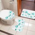 thumbnail image 4 of Blue Aqua Flower Bath Mat 3 Piece Bathroom Rug Set, White Floral Plant Herb Botanical Non Slip Bath Rug Contour Mat and Toilet Lid Cover, Absorbent Shower Mats Soft Bath Rugs and Mats Sets, 4 of 8