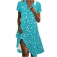 thumbnail image 2 of qolati Summer Dresses for Women 2025 V Neck Short Slevee Polka Dot Casual Dresses Loose Flowy A Line Boho Vacation Beach Sundress with Pockets, 2 of 6