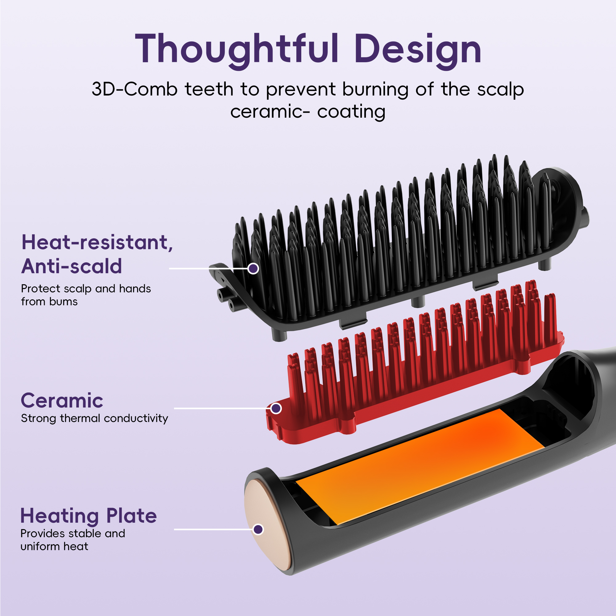 Skimi Hair Straightening Brush with Ionic Technology photo 2
