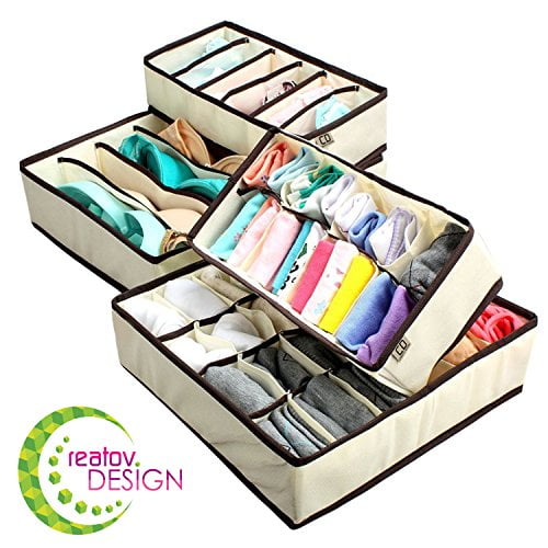 Underwear Collapsible Drawer Closet Organizer Set Of 4 Beige Foldable Storage Boxes Great For Panties Bra Socks Clothing Fits Under Bed Drawer Closet Easy To Fold And Stowaway Creatov Walmart Canada