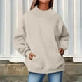 thumbnail image 5 of Lenpel Oversized Sweatshirt for Women Turtleneck Long Sleeve Casual Pullover Tops Winter Fall Fashion Outfits with Pocket(Beige,XX-Large), 5 of 7