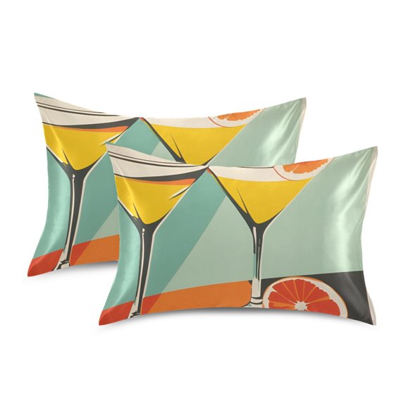 Yayeee Pillowcase Standard Size Set of 2 Satin Wrinkle Resistant Pillow Case, Green Glasses
