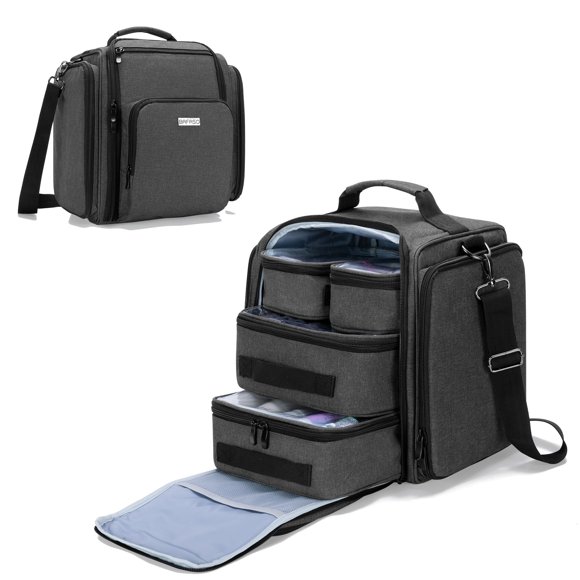 Neceser de viaje BAFASO grande con 4 bolsas extraíbles, color negro