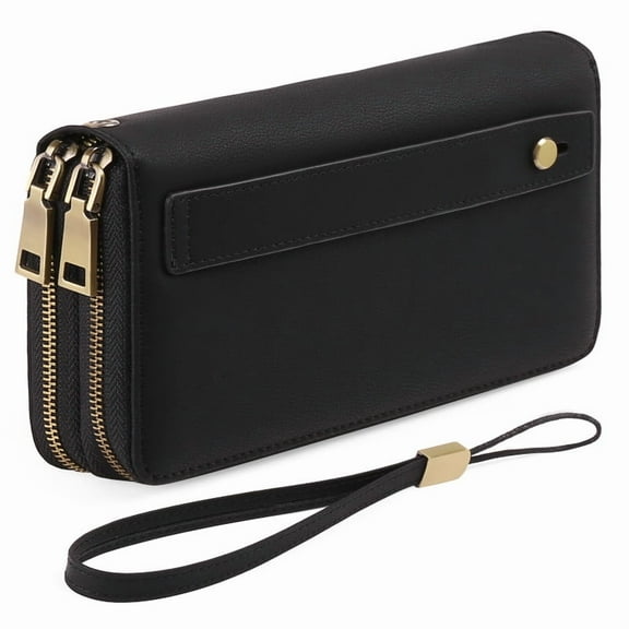 FALAN MULE Wallet for Women Clutch RFID Blocking Wristlet Leather Purse Large Capacity Credit Card Holder with Grip Hand Strap