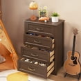 thumbnail image 6 of Aiho Dresser with Drawers, Wood Tall Chest, Built-in Handle Drawers for Bedroom, Home, Living Room, Hallway -Dark Gray, 6 of 12