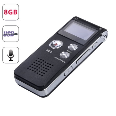 Mini Black Rechargeable 8GB Digital Audio Dictaphone MP3 Player Voice Recorder