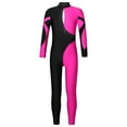 thumbnail image 2 of Aiihoo Kids Girls Gymnastics Leotards Color Block Long Sleeve Ballet Dance Unitard Jumpsuit  Full Body Bodysuit Hot Pink 12, 2 of 7