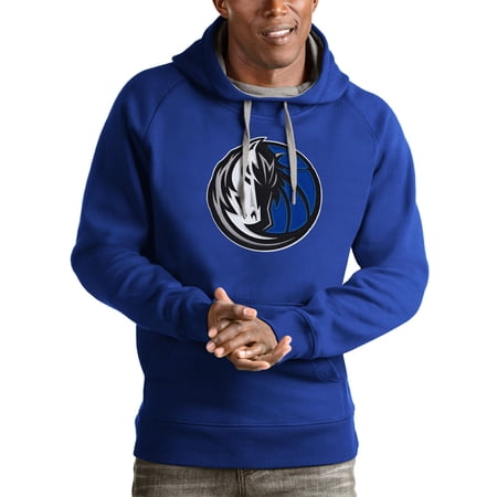 Men s Antigua Royal Dallas Mavericks Logo Victory Pullover Hoodie