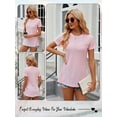 thumbnail image 7 of Hibeli Women's Eyelet Short Sleeve Side Splits Summer Top, 7 of 7