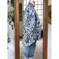thumbnail image 4 of Women Bohemian Porcelain‑Print Ruffle V‑Neck Flare‑Sleeve Vacation Blouse, 4 of 5
