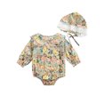 thumbnail image 2 of Kiapeise Baby Girls Clothes Set, Floral Print Long Sleeve Romper and Cap, 2 of 7
