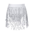 thumbnail image 6 of Haitryli Girls Sequins Tassel Jazz Latin Dance Dress Outfits Metallic Crop Top with Briefs Skirt for Ballroom Dancing Silver 8, 6 of 7