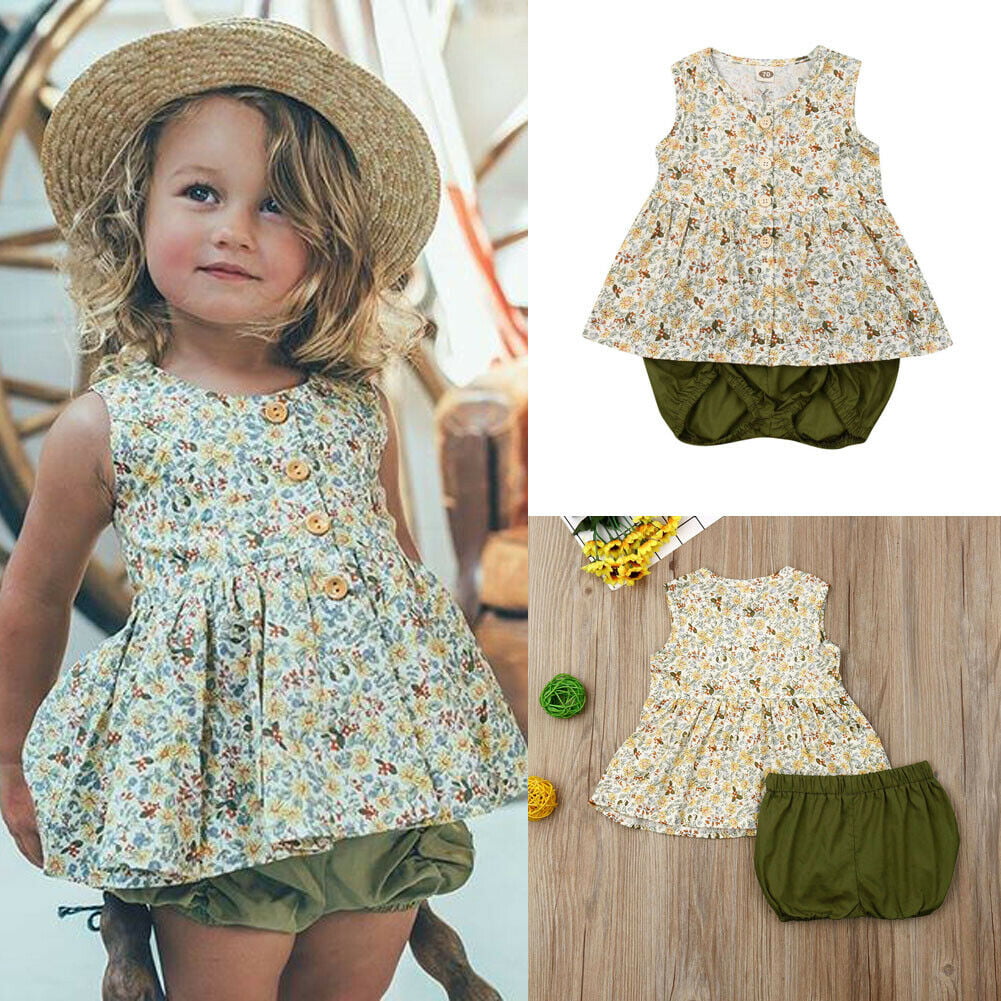 Details about   Toddler Kids Baby Girls Outfits Casual T-shirt Dress Top Long Pants Clothes Set