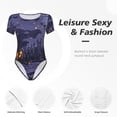 thumbnail image 6 of Uemuo Mystery House Halloween Night Pattern Women's One Piece Short Sleeve Swimsuit Rash Guard Surfing Modest Quick-drying Swimsuit Beach Essentials-X-Large, 6 of 9