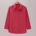 thumbnail image 5 of WTXUE Linen Shirts for Women Summer Long Sleeve Lapel Button Down Shirt Lightweight Gauze Tops Loose Casual Blouses V Neck Blouse Tops Gauze Peasant Summer Blouse Trendy Shirts Red 4Xl, 5 of 9