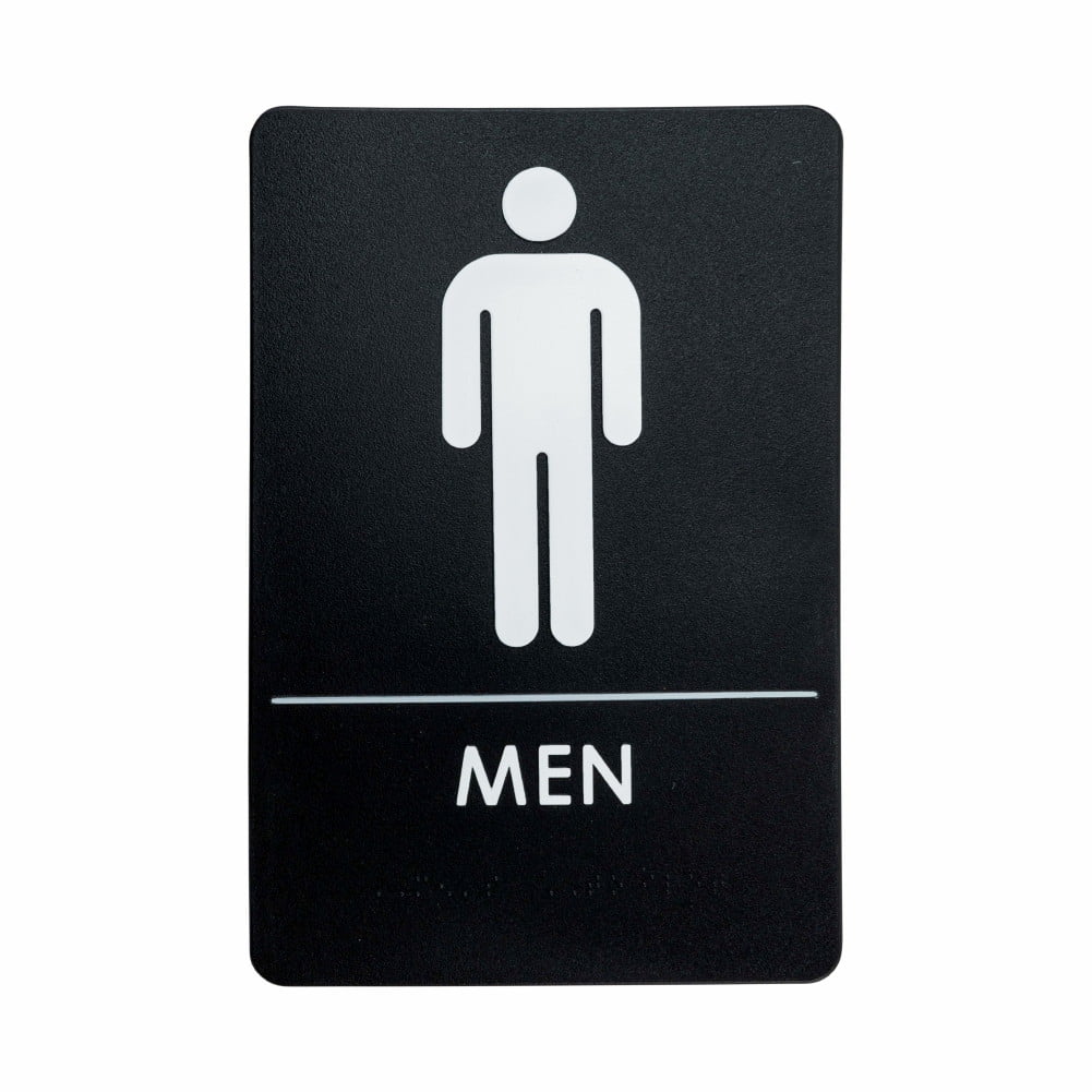 London Health Products Mens Restroom Sign - ADA - Black & White - Includes Adhesive Tape and Instructions (3)