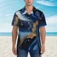 thumbnail image 2 of Fuzoiu Navy Blue Marble Print Hawaiian Shirt for Men, Summer Beach Casual Short Sleeve Button Down Shirts, Men’s Beach Summer Shirts with Pocket,Small, 2 of 7