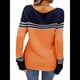 thumbnail image 4 of Suéteres de Otoño para Mujer, con Rayas y Bloques de Color, Cuello Redondo, Suéteres de Moda para Invierno. Naranja L, 4 of 5