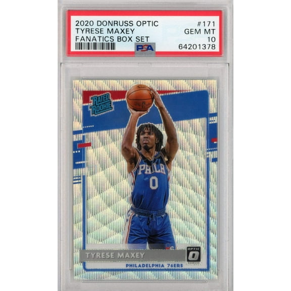 Graded 2020-21 Panini Donruss Optic Tyrese Maxey #171 Fanatics Box Set Rookie RC Basketball Card PSA 10 Gem Mint