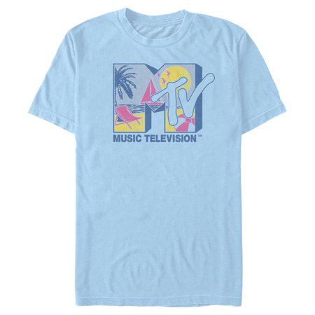 Men's MTV Beach Scene Logo Graphic Tee Light Blue 3X Large