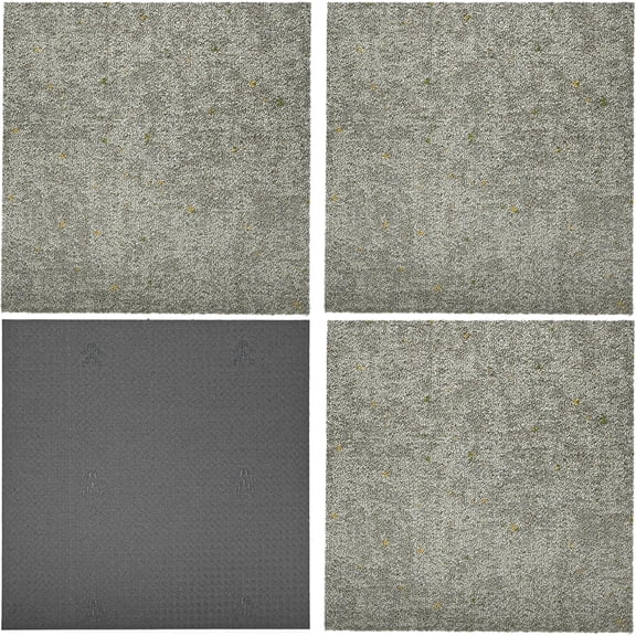 4Pcs Commercial Carpet Tiles, Heavy Duty Carpet Floor Tiles with Non-slip Backing, 0.38" Thickened Carpet Squares for Living Room Bedroom Office Hotel Garage