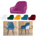 thumbnail image 4 of Curved Back Chair Cover Plush Stretch Swivel Modern Curved Back Chair Slipcover Dining Room Chair Covers Armchair Covers for Banquet Office Living Room Vanity Bedroom 1pcs, Blue, 4 of 6
