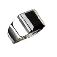 thumbnail image 2 of Minnieouse Anillo de acero de titanio Rectangular Joyería artificial Acero Moda Dedo Onyxes Personalidad Lujo Regalos de moda Ropa, zapatos y accesorios Miscelánea Plata piedra negra Minnieouse AP015066-02, 2 of 6