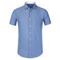 thumbnail image 1 of Lars Amadeus Vestido de verano para hombre Camisa Oxford de manga corta con botones en color sólido Azul L Unique Bargains Camisa, 1 of 6