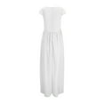 thumbnail image 5 of Daqian Plus Size Dresses for Women Women's V-Neck Solid Color Short Sleeve Chiffon Waist Closing Evening Dress Womens Plus Size Dresses White 4(S), 5 of 7
