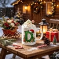 thumbnail image 3 of Christmas Initial Ceramic Mug,11 oz Coffee Cup with Cute Green Glitter Letter & Santa Hat Decor,Home Office Use,Ideal Holiday Gift for Family(D), 3 of 7