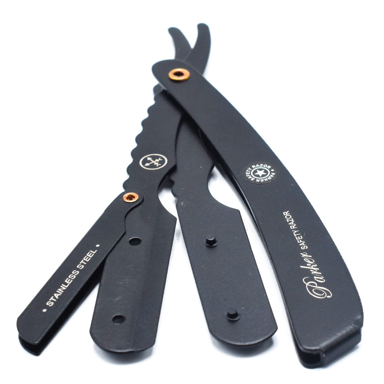 Parker SRXBLK Stainless Steel Clip Type Barber Straight Barber Razor & 5 - Black Finish - **JUST INTRODUCED FOR 2023**