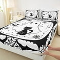thumbnail image 3 of Feelyou Funny Halloween Ghost Full Size Sheets, Gothic Spider Web Bed Sheets, Teens Boys Girls Kids Sheet Sets, Breathable Home Decor, 4-Piece, 3 of 7