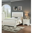 thumbnail image 2 of Modern 3pc Queen Size LED Panel Bed Set Cream Faux Leather 2x Nightstands Master Bedroom Furniture, 2 of 8