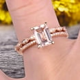 thumbnail image 3 of Emerald Cut 1.50 Carat Morganite Engagement Ring On 10k Rose Gold Wedding Set Bridal Set Art Deco Gift For Her, 3 of 5