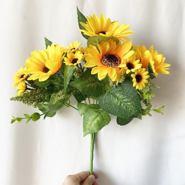 3 piezas de decoración de girasol, plantas artificiales en maceta, flor falsa amarilla en macetas, girasol artificial para baño, hogar, cocina, mesa, centro de mesa rústico, decoración de estante JAMW Sencillez